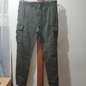 H&M Dark Green Drawstring Cargo Pants Size L